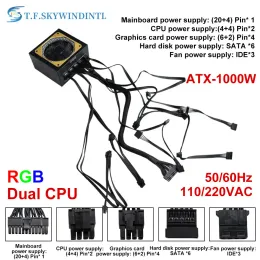 소모품 T.F.SKYWINDINTL 1000W RGB ATX 1000 WATT PC 전원 공급 장치 PC 모듈 식 PSU 스위칭 게임 채굴 전원 공급 장치 컴퓨터 소스