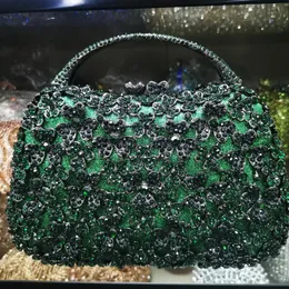 Women Green Silver Color Diamond Placs Bridal Stones Clatses Bags Ladies Wedding Party Bag Crystal Bage Passhes Presh 240315