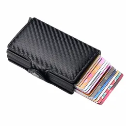 byCobecy smart plånbok för män busin rfid kreditkortshållare aluminium dubbel låda kort hållare handväska mey clip väska slim plånbok d6qp#
