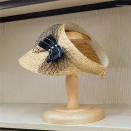 BAPS BALL 202403-2508373 INS CHIC Giappone Summer Sump Straw Pearl Bowknot senza lady Sun Shade Hat Woman Visor Capo