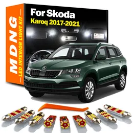 MDNG 13PCS Canbus Car Akcesoria LED Wewnętrzne Mapa Mapa Dome dla Skoda Karoq 2017 2018 2019 2020 2021 żarówki LED Brak błędu