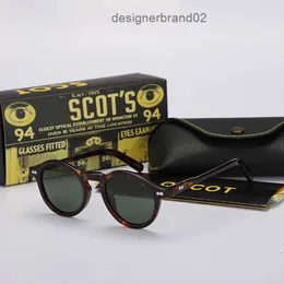 Occhiali da sole polarizzati rotondi Man Johnny Depp Sun Glasses Woman Brand Vintage Acetate Guida sfumature Lemtosh Night Vision Ocgles con box band di divieto di pioggia 046m