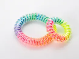 10 arcobaleno a spirale gelatina elastici capelli elastici scrupoli del cavo per telefono coda di cavallo