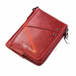 Kavis High RFID QUALITÀ Volina in pelle Crazy Horse Leather Women Women Small Portomee Female Cuzdan Short Coin Borse Y3NH#