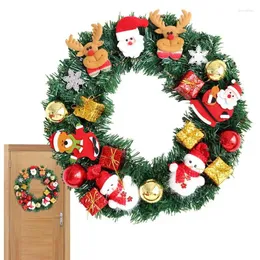 装飾的な花雪だるまの花輪玄関の手作りの花アンティークリース40cm壁窓ポーチクリスマスホーム装飾