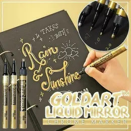 Marker DIY 0,7 mm+1mm+3mm Golden Spiegel Marker Flüssiger Goldener Spiegel Golden weißer Lackierstift Marker Pinsel Highlighter