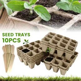 5pcs/10pcs Seedling Seed Starter Trays 12cells Square Nursery Herb Seed Biodegradable Pots Planting Growth Tools Garden Supplies