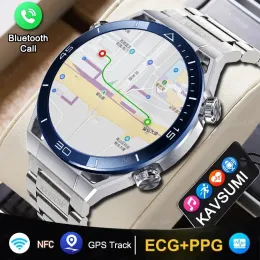 Watches 2024 NFC Smart Watch Men GPS Track Bluetooth Call Sport Watch Wireless Charging Custom Dial Heart Rate ECG Smartwatch för iOS