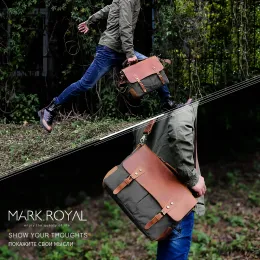Markroyal Vintage Crazy Horse Leather Canvas Bags Messenger Borse per laptop CrossBody Chambel Dropshipping