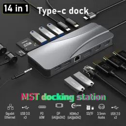 HUBS Typec Thunderbolt Hub USB C Docking Station 2X HDMI Displayport for Laptop MacBook Dell HP Lenovo Asus Huawei Xiaomi Samsung