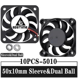 Cooling 10PCS Gdstime 5cm 5010 24v 12v 5v Axial cooling Fan 50mm*10mm Ball Bearing 50x50x10mm Computer CPU Cooler Heatsink Fans