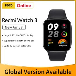 Watches New Redmi Watch 3 GPS Smart Watches 1.75'' AMOLED Screen 60Hz Blood Oxygen Heart Rate Monitor 5ATM SOS Bluetooth Call Smartwatch