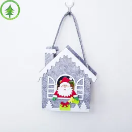 Mini julklappsäckar julfleece tygväska nyår dekor älg jultomten candy handväska för barn jul present kadeau noel