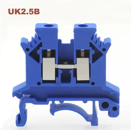 50st Blue UK-2.5B DIN Rail Universal Terminal Block Skruv Typ Tråd Kabel Elektrisk terminal Blockkontakt Mässing 32A