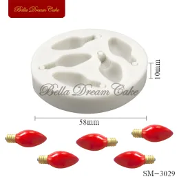 3d de lâmpada de lâmpada de Natal 3d molde de silicone diy fondant molde de molde artesanal moldes de argila ferramentas de decoração de bolo