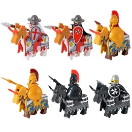 Medeltida figurer medeltiden Rom Warriors Knights Ranger Soldiers Horse Castle King Building Blocks Bricks Toys For Kids Gifts