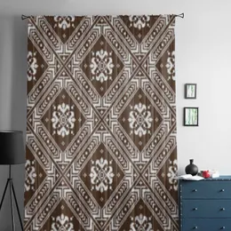 Ukrainian Folk Ornament Ethnic Sheer Curtains for Living Room Transparent Tulle Window Curtain Bedroom Kitchen Decor Veil Drapes