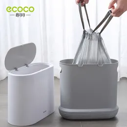 ECOCO Source garbage bags household portable thickened affordable kitchen black vest type large garbage bucket plastic bags