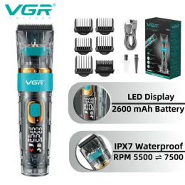 Clippers VGR Professional Hair Clipper Electric Hair Trimmer laddningsbar hårklippmaskin 3 -hastighetsjusterbar frisör Clipper V695