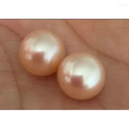 Dangle Ohrringe elegantes Paar 12-13 mm perfekter Südsee-Rosa-Perlen-Ohrring-Hemisphären-Typ