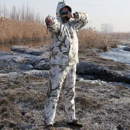 冬の防水暖かいフリース狩猟カモフラージュスーツスノーバイオニックカモフラージ服ギリースーツ男性