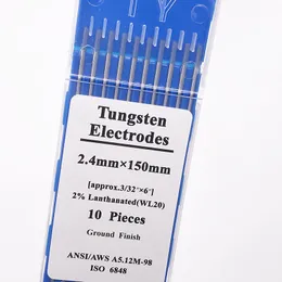 Jinslu WL20 Tungsten Elettrodo Professional Tig Rod 10pcs per TIG Torch Torch Sky Blue Tip