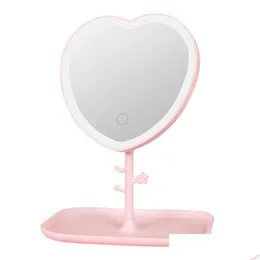 Compact Mirrors Illuminated Mirror Makeup Led With Light Student Female Dormitory Desktop Storage Drop Delivery Health Beauty Tools Ac Otwby