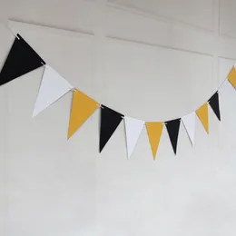 12 bandeira dourada prata preta bandeira guirlanda diy glitter bunnting papel banner de aniversário para festa de casamento em casa decoração