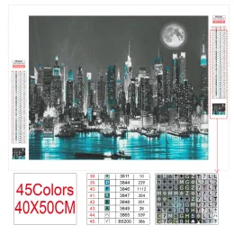 AZQSD DIY DIAMOND MALNING NEW YORK BYGGNING BILD AV RHINSTONES DIAMOND EMBRODERY CITY LANDSCAPE MOSAIC HOME DECED