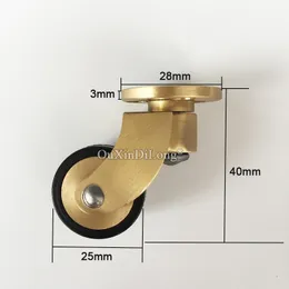 HOT 4PCS 1'' Solid Brass+Rubber Silent Casters Wheels Table Chair Sofa Bar Piano Furniture Casters 360° Swivel Furniture Rollers