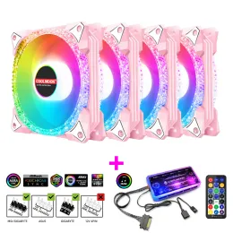 Cooling Coolmoon RGB Fan 120mm 4kit PC Case Fan Support Aura Sync with IR Remote Quiet Computer Case ARGB Fan CPU Cooler and Radiator