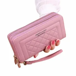 portafogli per donne portafogli rosa lg di alta qualità doppia cerniera in pelle clutch lussuosa sacca mey phe carteras para mujeres w0rv#
