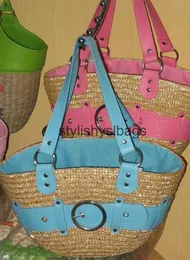 Totes Cycling Caps Masks специальное предложение соломенное ремень соломенное пояс Woven Bag Womens Beach Leisure Японский и корейский стиль H240410