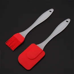 2PC/1pc Red Silicone Spatula Barbeque Brush Cooking Utensil Tool Kit Heat Resistant BBQ Oil Condiment Brushes Cake Cream Scraper