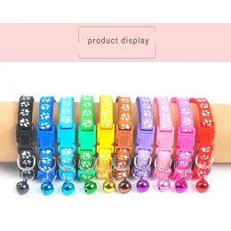 Colorful Pet Supplies Cat Collar Cat Necklace And Cat Paw Print Adjustable Collar Bell Positioning Footprint Pet Collar Dropship