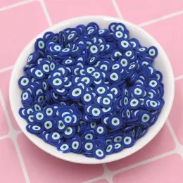 100g/lote 5mm Halloween Blue Evil Eyes Fatias de argila Spermita cerâmica macia para artesanato de bricolage Acessórios de preenchimento