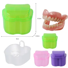 1 pc per dentatura orale cure da bagno scatola per la pulizia di denti falsi infermieristica con contenitore netto sospeso pulire i denti falsi organizzatore