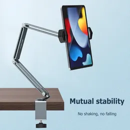 360 Degree Adjustable Long Arm Tablet Stand For 4-13 inch Mobile Phone Tablet Clip Mount Bed Desk Lazy Holder Support For iPad