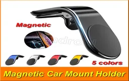 Magnetisk biltelefonhållare Mount Stand för iPhone Samsung Huawei Ltype Car Air Vent Mobile för telefon Universal med detaljhandelspaket5853020