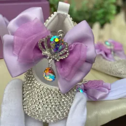 Dollbling Delicate Lavender Baby Shoes Baschette set di scarpe da ragazza con fluff di lussuoso fluff rosso