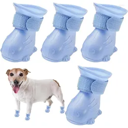 Hundekleidung 4pcs/Set Regenschuhe Anti -Slip -Pet -Gummi -Kofferraum für Hunde Katzen im Freien schmutzige wasserdichte Fußabdeckung Vorräte