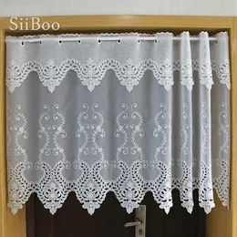 Japanese embroidered floating window curtain for kitchen cream white translucent effect cortinas para cocina SP5764