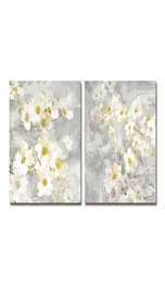 DYC 10059 2 pezzi White Flowers Print Art Pronto da appendere dipinti1230589