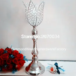 10pcs) 30 Tage gesendete Bestellung) Großhändler Kristall Vase Trompet Metall Blumenkugel Kerzenständer Senyu01142