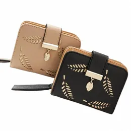 FI kvinnors handväska kort blixtlås plånbok kvinnor läder 2024 lyxmärke små kvinnor plånböcker koppling väska med ihåliga blad 14vz#