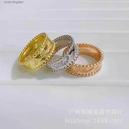 Высококлассные дизайнерские кольца для брендов для женщин высокая версия четверо листовых клевер, соответствующая платиновой калейдоскоп 18K Розовое золото Пара Топ -класс.