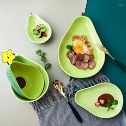 Teller kreativer Nachahmung Avocado Keramik Frühstücksteller Suppe Schüssel Haushaltsalat und Dessert Obst Gemüse