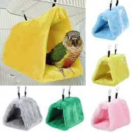 PET Bird Parrot Plush Parakeet Budgie Warm Triangle Hammock Cage Hut Tent Bed Hanging Cave 2020 Hot Solid Color Pet Accessories