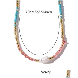 チェーンgo2boho天然淡水真珠チェーンハンドメイドmtiカラービーズネックレス