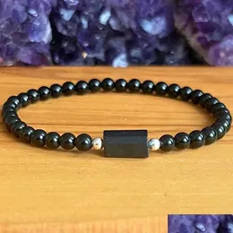 MG1935 Design in rilievo shungite russa da 4 mm di tormalina nera Mala Mala naturale gemma Bracciale a goccia di consegna di gioielli Braccialetti DHRQC